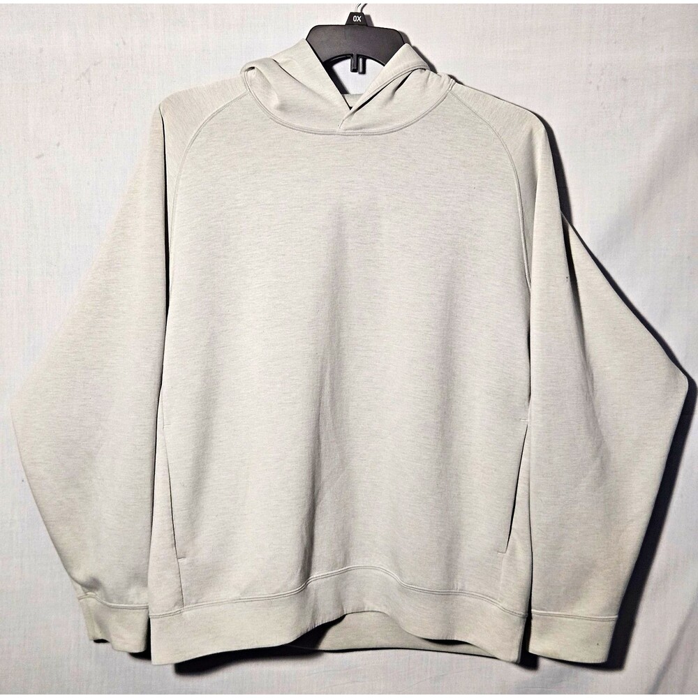 Uniqlo Hoodie Ultra Stretch Dry Sweat Pullover Mens L Heather Light Grey Pockets